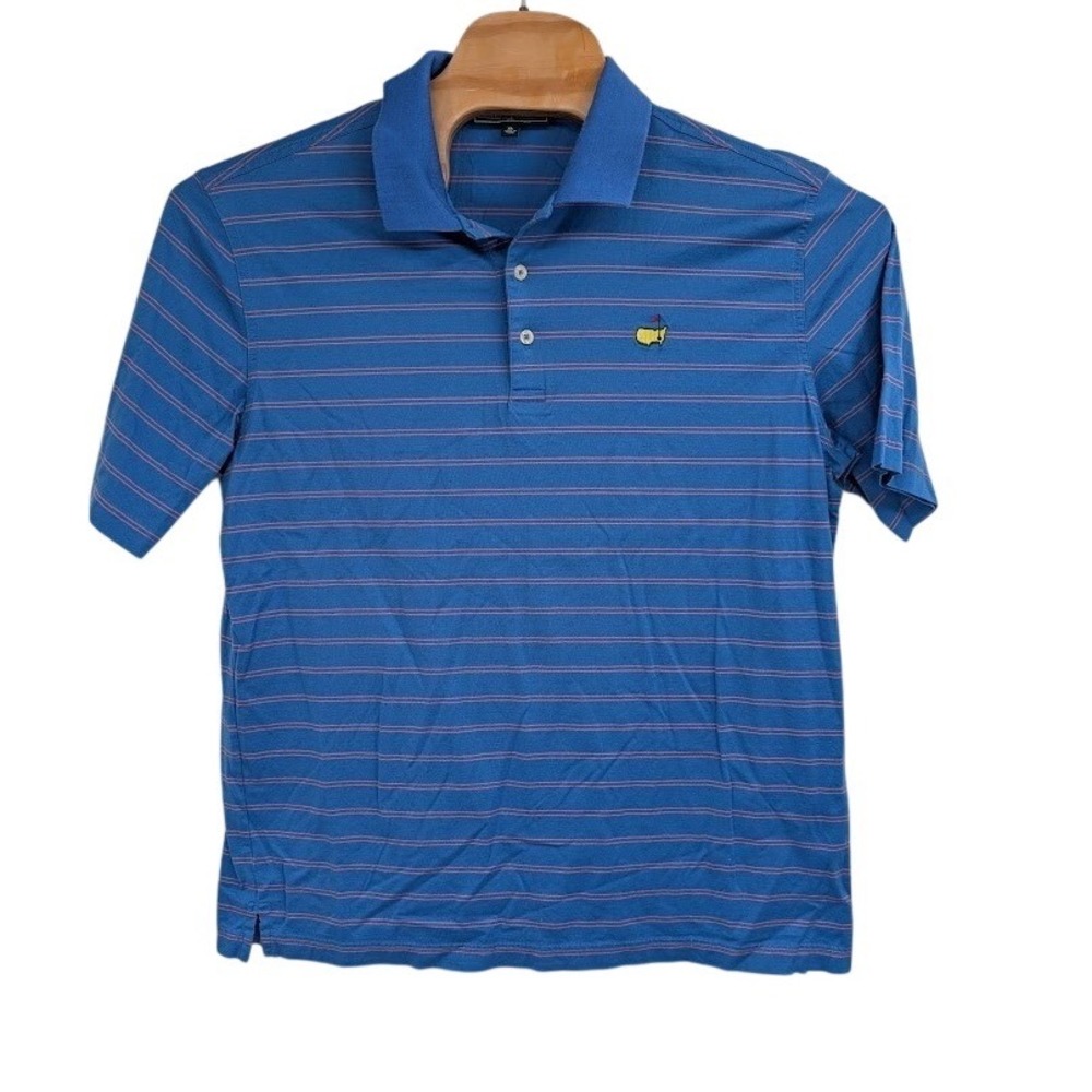 Masters‎ Polo Shirt Men XL Blue Stripe Performance Golf Sport PGA Outdoors